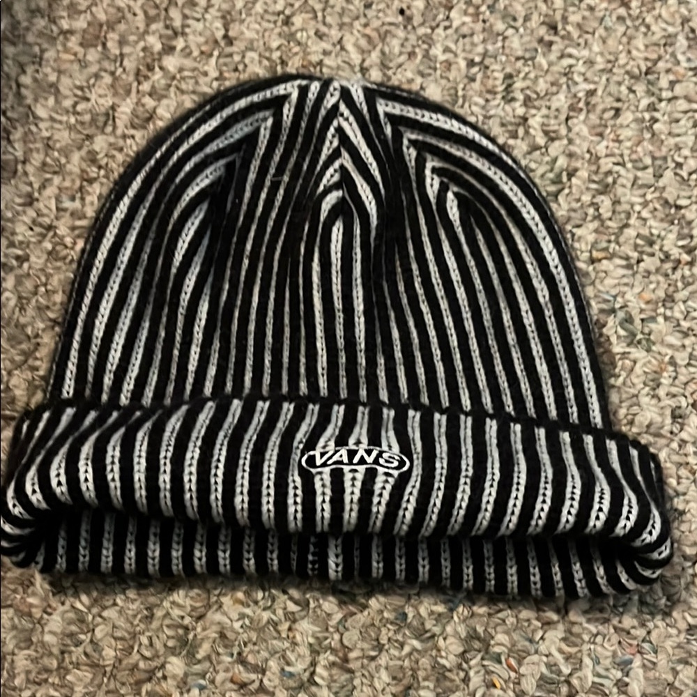 Vans Black and White Striped Beanie